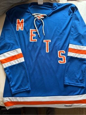Mets Blue & Orange Hockey-Style Jersey